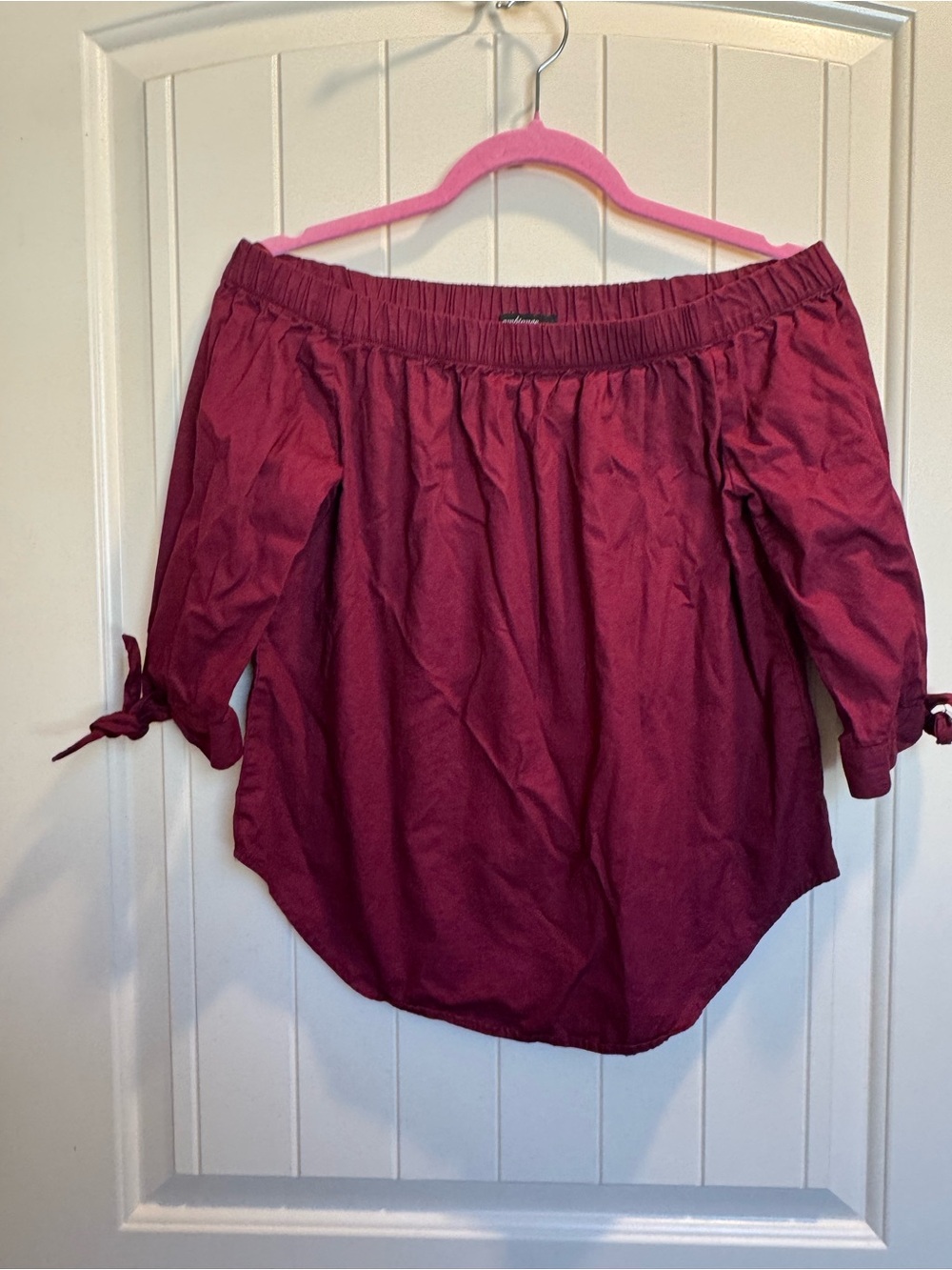 Ambiance Off-Shoulder Tie-Sleeve Blouse - Burgundy